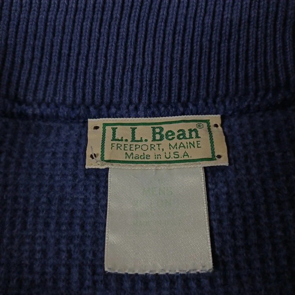 Vintage LL Bean Sweater Mens XLT Blue Knit Outdoor Henley‎ Neck Pullover